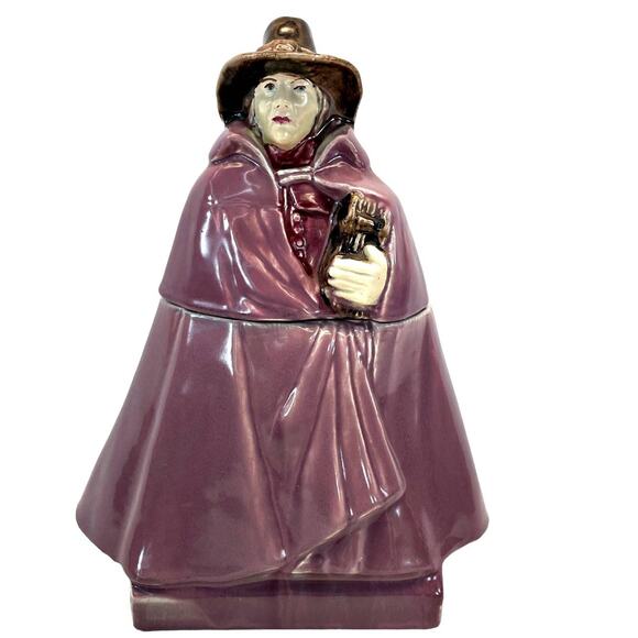 RARE Vtg Pilgrim Colonial Quaker Ceramic 11" Cookie Jar Thanksgiving Purple Plum - Picture 1 of 7